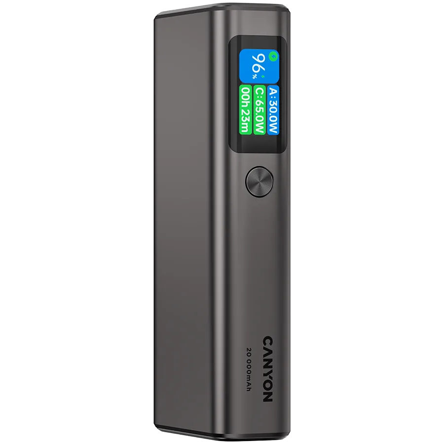 Външна батерия CANYON power bank OnPower 230 TFT 20000 mAh PD130W Dark Grey - Image 4