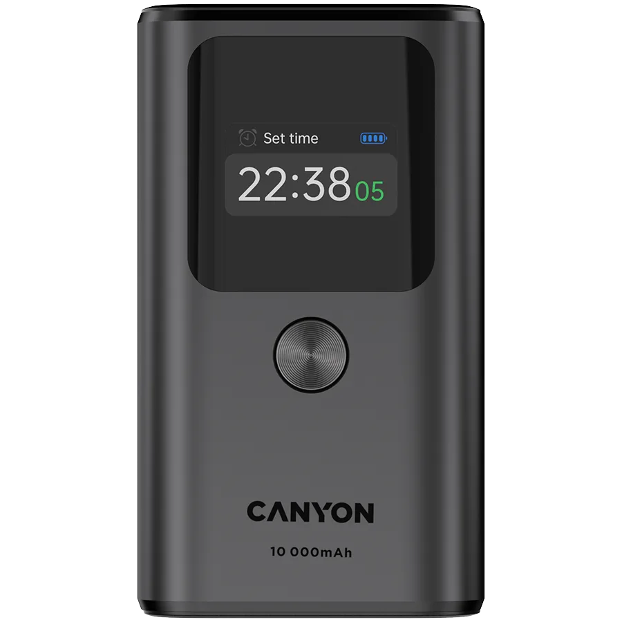 Външна батерия CANYON power bank OnPower 130 TFT 10000 mAh PD30W Dark Grey