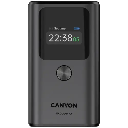 Външна батерия CANYON power bank OnPower 130 TFT 10000 mAh PD30W Dark Grey