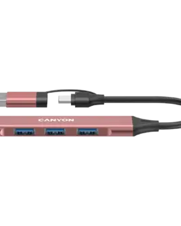 USB хъб CANYON hub DS-02 4in1 USB-A/C Pink
