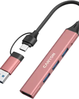 Alternative view of USB хъб CANYON hub DS-02 4in1 USB-A/C Pink