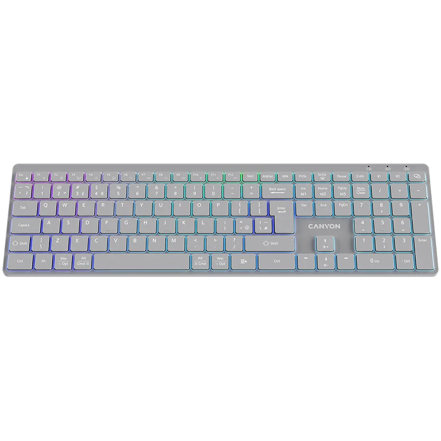 Клавиатура CANYON keyboard HKB-W11 UK/US RGB Dual Mode Wireless Grey - Image 67