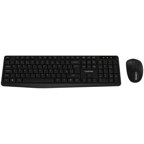 Клавиатура CANYON SET-W01 EN/BG Keyboard+Mouse Wireless Black