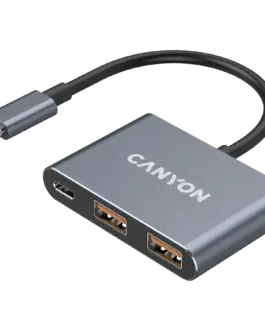 Alternative view of USB хъб CANYON hub DS-3 3in1 USB-C Dark Grey
