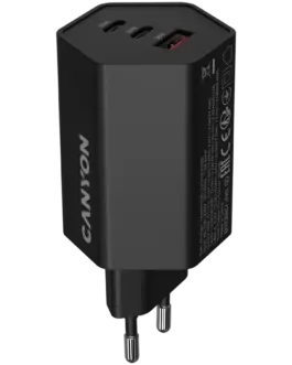 Зарядно за мобилен телефон CANYON charger HEXAGON 65 GaN 65W 2xPD 1xQC EU