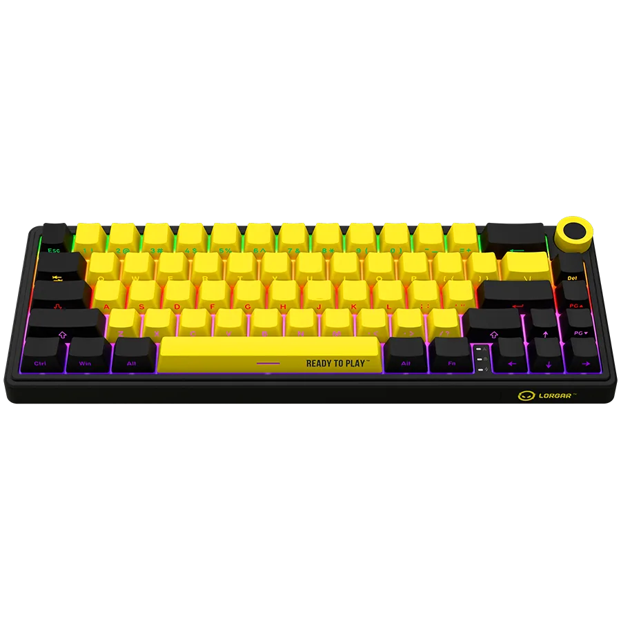 Геймърска клавиатура LORGAR KBP70MW, Wireless 65% Mechanical Gaming Keyboard Pro, Black/yellow, EN layout - Image 7