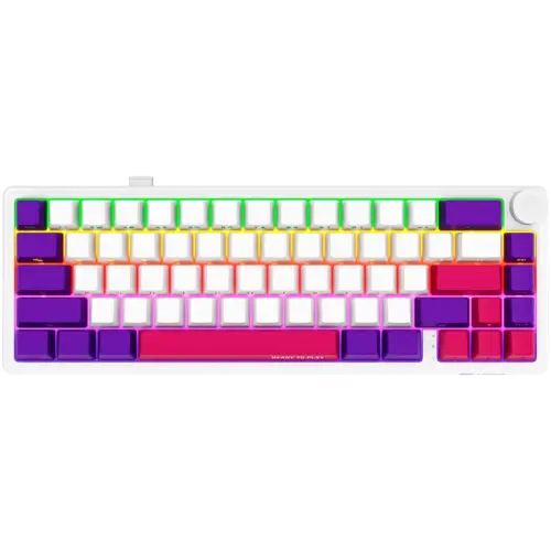 Геймърска клавиатура LORGAR KBP70MW Wireless 65% Mechanical Gaming Keyboard Pro White EN