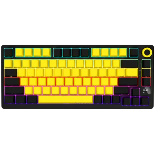 Геймърска клавиатура LORGAR KBP7075W Wireless 75% Mechanical Gaming Keyboard Pro Black/yellow EN