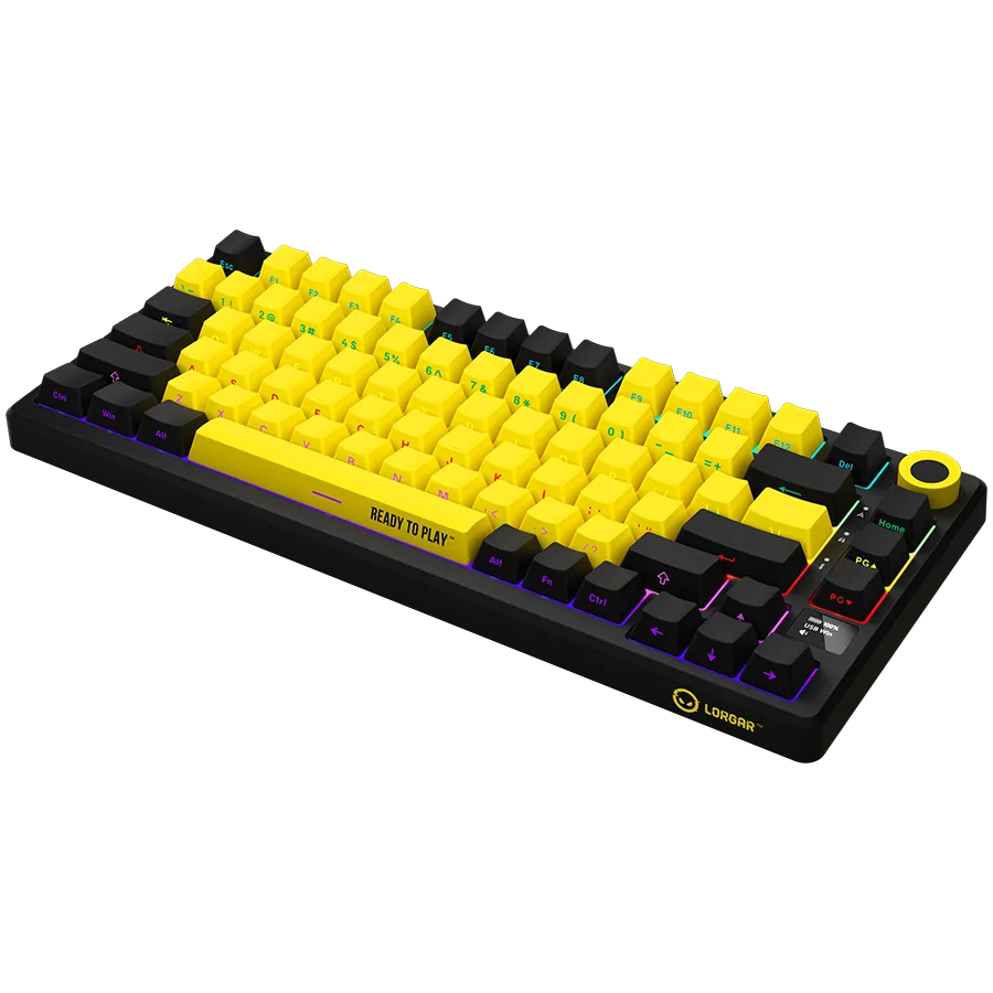 Геймърска клавиатура LORGAR KBP7075W, Wireless 75% Mechanical Gaming Keyboard Pro, Black/yellow, EN layout - Image 58
