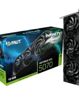 Видео карта PALIT GeForce RTX 5070 Infinity 3 12GB GDDR7 192 bit 1x HDMI 2.1b 3x DP 2.1b 3 Fan 1x 16-pin pwr connector 6