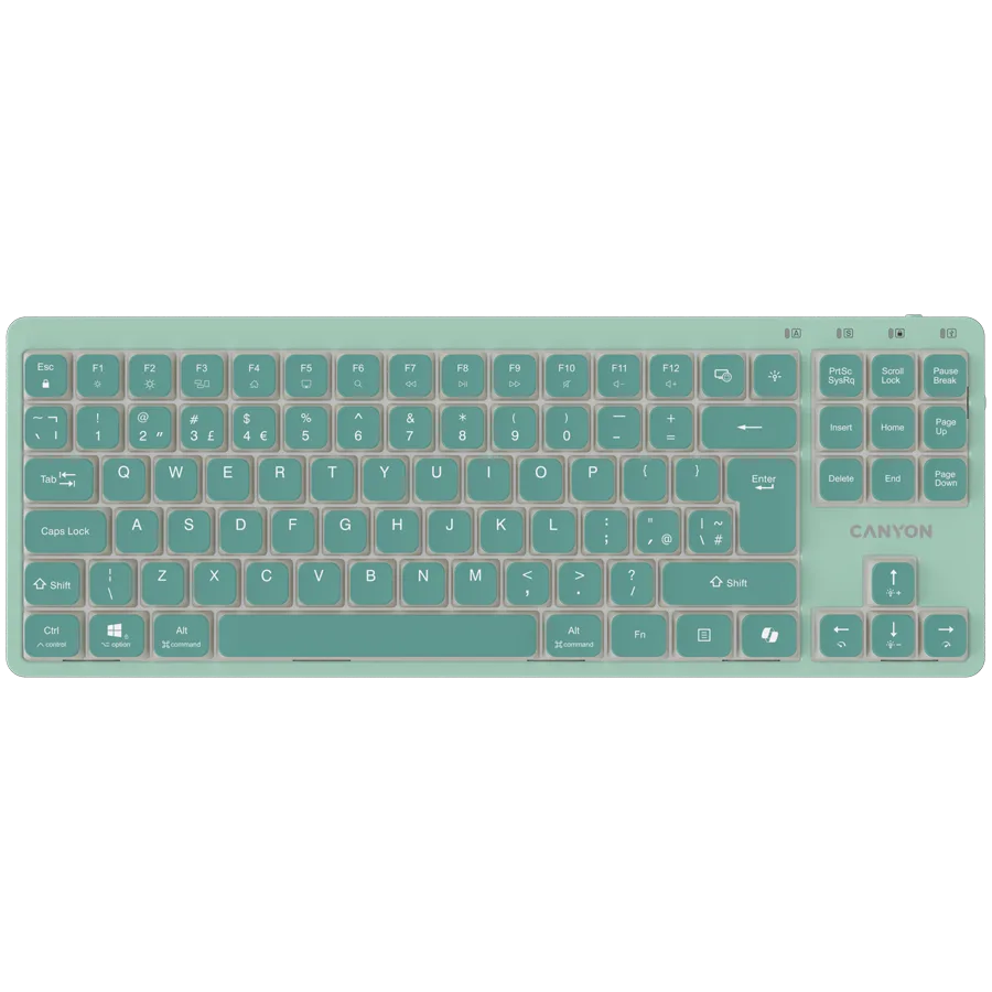 Клавиатура CANYON Keyboard OnType 10 Low Profile EN Wired Green