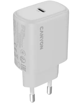 Зарядно за мобилен телефон CANYON charger OnCharge 250 25W 1xPD EU White