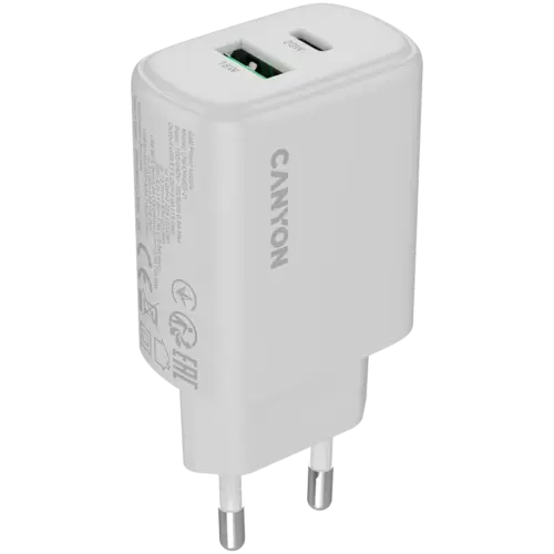 Зарядно за мобилен телефон CANYON charger OnCharge 200 20W 1xPD 1xQC EU