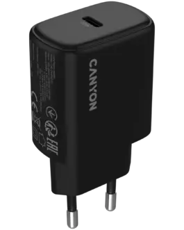 Зарядно за мобилен телефон CANYON charger OnCharge 200 20W 1xPD EU Black
