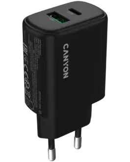Зарядно за мобилен телефон CANYON charger OnCharge 250 25W 1xPD 1xQC EU