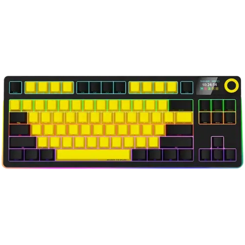 Геймърска клавиатура LORGAR KBP70TKLW Wireless TKL Mechanical Gaming Keyboard Pro Black/yellow EN