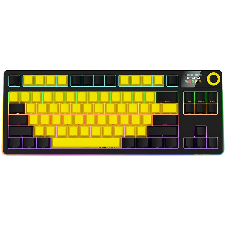 Геймърска клавиатура LORGAR KBP70TKLW Wireless TKL Mechanical Gaming Keyboard Pro Black/yellow EN