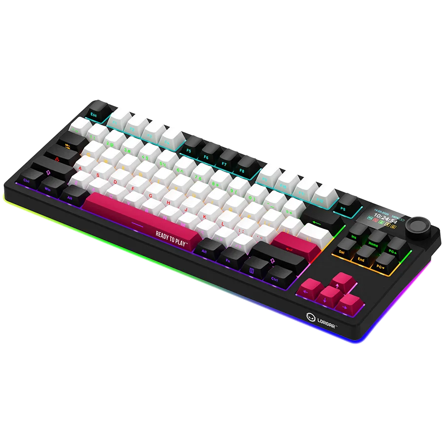 Геймърска клавиатура LORGAR KBP70TKLW, Wireless TKL Mechanical Gaming Keyboard Pro, Black/red, EN layout - Image 2