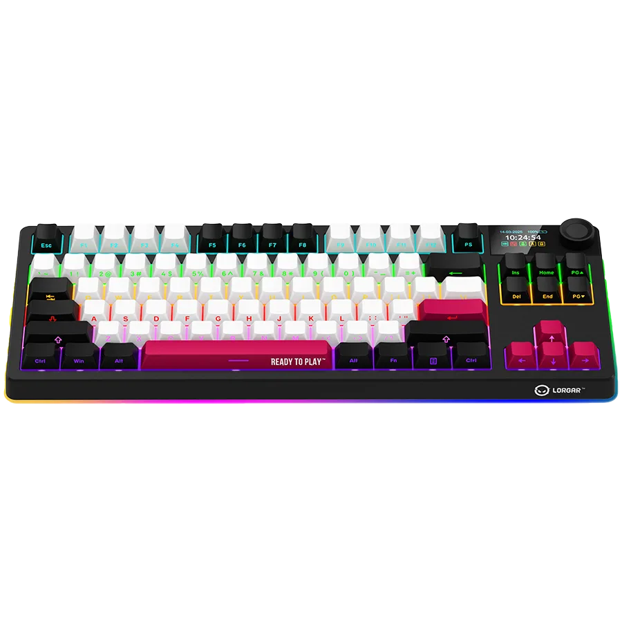 Геймърска клавиатура LORGAR KBP70TKLW, Wireless TKL Mechanical Gaming Keyboard Pro, Black/red, EN layout - Image 3
