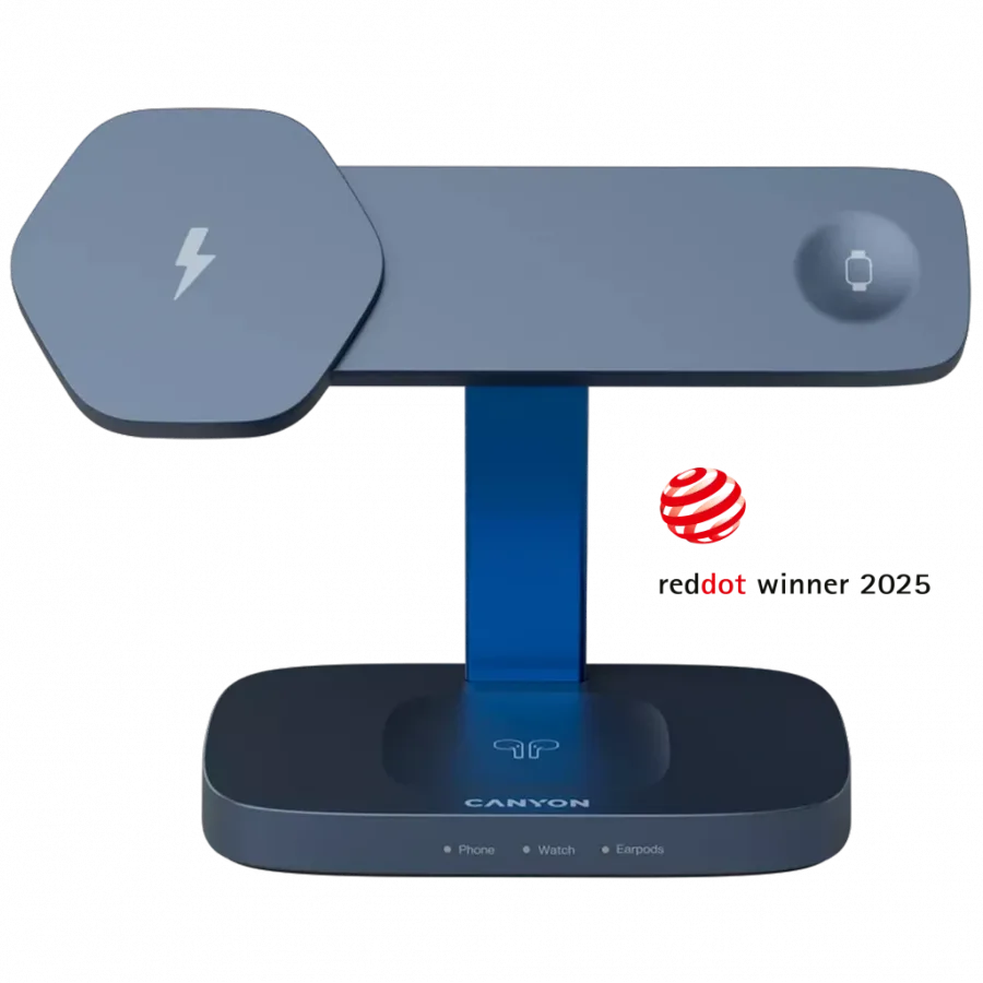 Зарядно за мобилен телефон CANYON Wireless Charging Station Hexagon 310 3in1