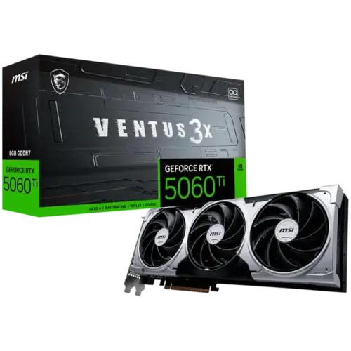 Видео карта MSI Video Card NVIDIA GeForce RTX 5060 Ti 8G VENTUS 3X OC 8GB GDDR7 128-bit 2617 MHz Boost 4608 CUDA Cores P