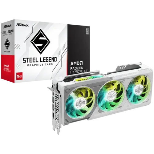 Видео карта ASROCK Video Card AMD Radeon RX 9070 XT Steel Legend 16GB GDDR6 256-bit HDMI 3x