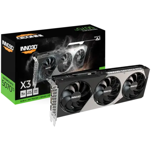 Видео карта INNO3D NVIDIA RTX 5070 Ti X3 OC 16GB GDDR7 256 bit 2482MHz / 28Gbps 3x DP 1x HDMI 3 fan 2