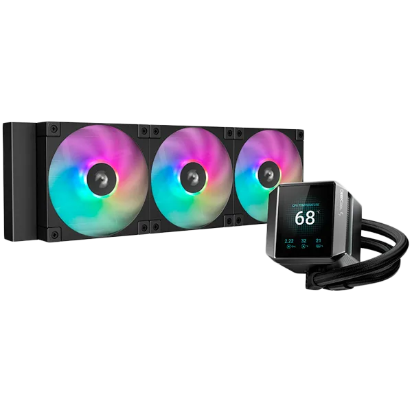 Охладител за процесор Охладител DeepCool MYSTIQUE 360 ARGB 360mm CPU Liquid Cooler 2.8" LCD screen 3x120mm ARGB PWM Fans