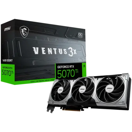 Видео карта MSI Video Card Nvidia GeForce RTX 5070 Ti 16G VENTUS 3X OC (16GB GDDR7/256bit PCI-E Gen5 3x DP 2.1 1x HDMI 2
