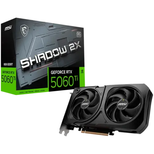 Видео карта MSI Video Card NVIDIA GeForce RTX 5060 Ti 8G SHADOW 2X OC PLUS 8GB GDDR7 128-bit 2617 MHz Boost 4608 CUDA Co