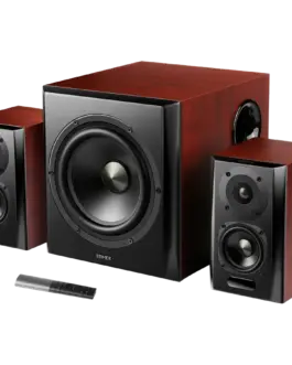 Alternative view of Тонколона Edifier S350DB 2.1 Audio System, BT V5.1, Optical, Coaxial, RCA, 8-inch Subwoofer, 3.5-inch Drivers, 0.75-inch Tweeters, 70W (RMS), Control Knobs and Remote Control, Brown