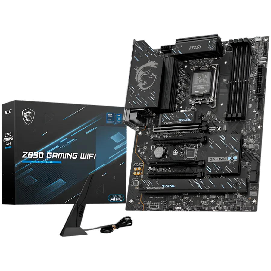 Дънна платка MSI Z890 GAMING WIFI LGA 1851 Dual Channel DDR5 up to 8800(OC)MHz 4x PCIe x16 slots 3x M.2 slots 6x USB 5Gb