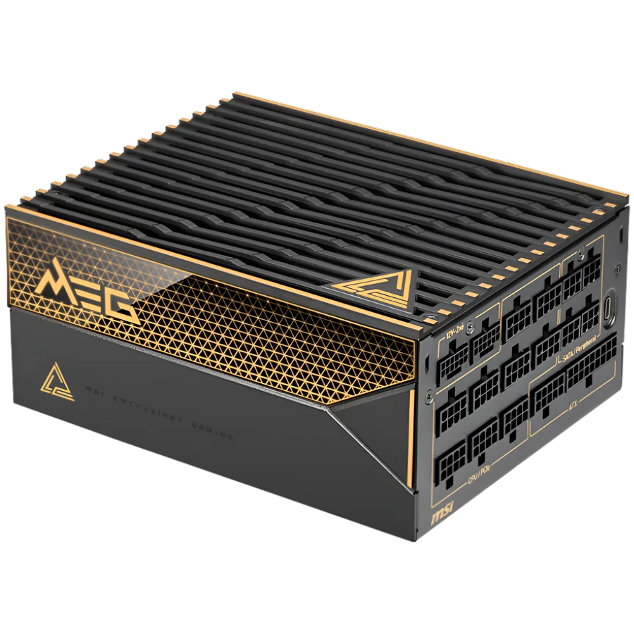 Захранване за компютър MSI MEG Ai1600T PCIE5 Power Supply 1600W 80 PLUS Titanium Dual PCIe 5.1 Cables ATX 3.1 Software S
