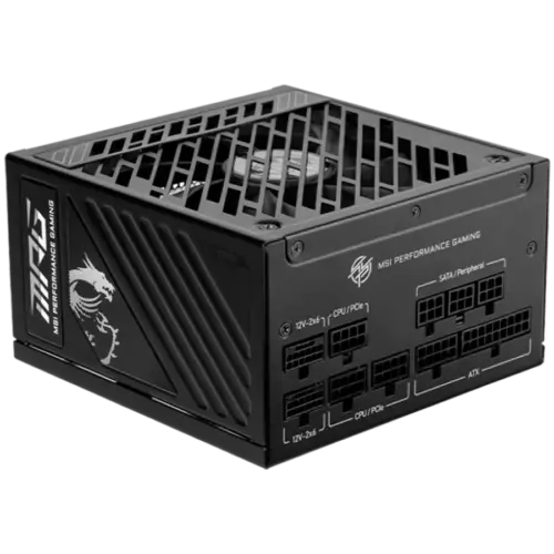 Захранване за компютър MSI MPG A1000GS PCIE5 Power Supply 1000W 80 PLUS Gold Dual PCIe 5.1 Cables ATX 3.1 135mm Fan Fan