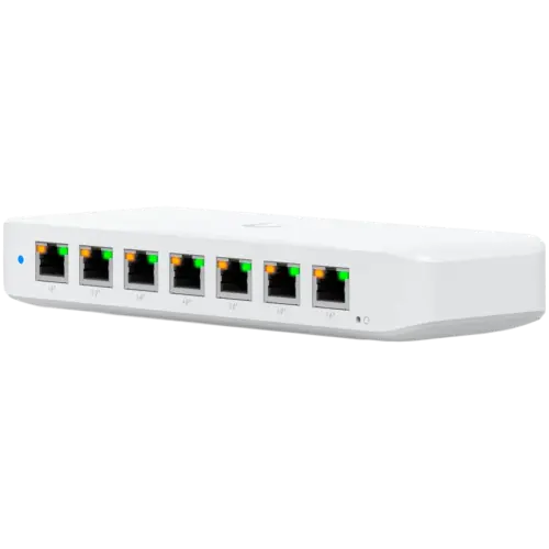 Alternative view of Kомутатор Ubiquiti USW-Ultra-60W Layer 2, 8-port GbE PoE switch: 7x GbE PoE+ output ports, GbE port with optional PoE++ input