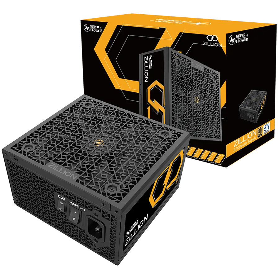 Захранване за компютър Super Flower Zillion FG Gold 1250W ATX 3.1 80 Plus Gold Fully Modular Flat Black Cables 120mm Fan
