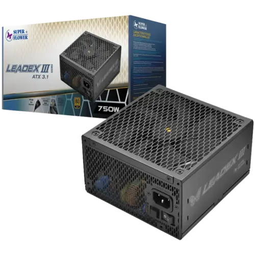 Захранване за компютър Super Flower Leadex III Gold 750W ATX 3.1 80 Plus Gold Fully Modular Flat Black Cables 140mm Fan
