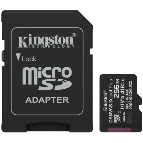 Карта памет Kingston 256GB microSDXC Canvas Select Plus Gen3 150MB/s A1 Card + Adapter
