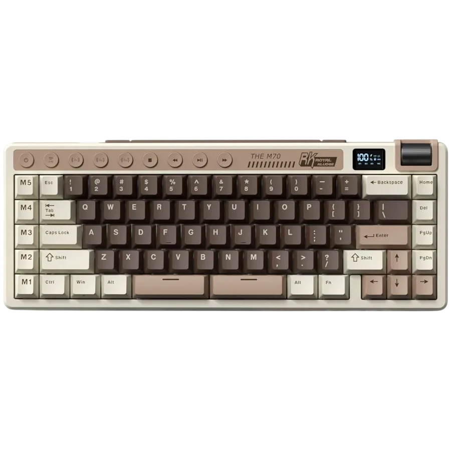 Геймърска клавиатура ROYAL KLUDGE RK M70 Mocha Grey Gaming Keyboard Cream switch