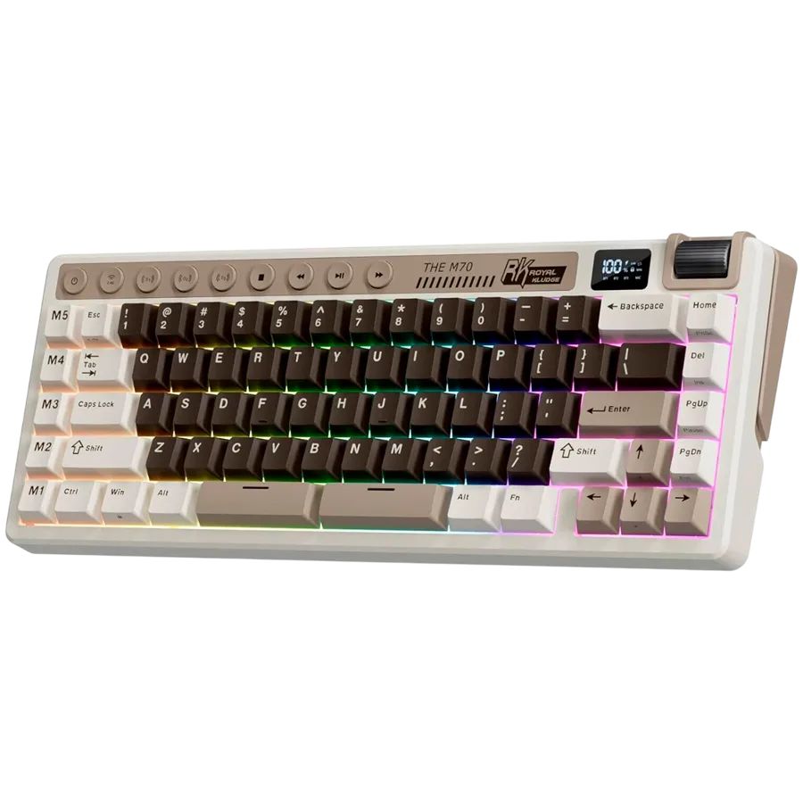Геймърска клавиатура ROYAL KLUDGE RK M70 Mocha Grey Gaming Keyboard Cream switch - Image 30