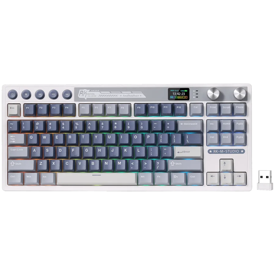 Геймърска клавиатура ROYAL KLUDGE RK M87 Ocean Blue Gaming Keyboard Cream switch