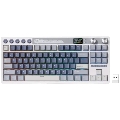 Геймърска клавиатура ROYAL KLUDGE RK M87 Ocean Blue Gaming Keyboard Cream switch