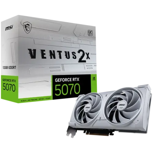 Видео карта MSI Video Card Nvidia GeForce RTX 5070 12G VENTUS 2X OC WHITE 12GB GDDR7 192bit Effective Memory Clock: 2800