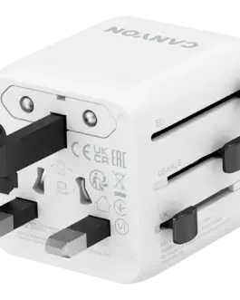 Alternative view of Зарядно за мобилен телефон CANYON Travel Adapter OnTour One EU/UK/US/AUS White