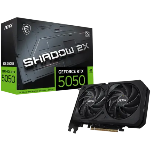 Видео карта MSI Video Card NVIDIA GeForce RTX 5050 8G SHADOW 2X OC 8GB GDDR6 128-bit 2602 MHz Boost 2560 CUDA Cores PCIe