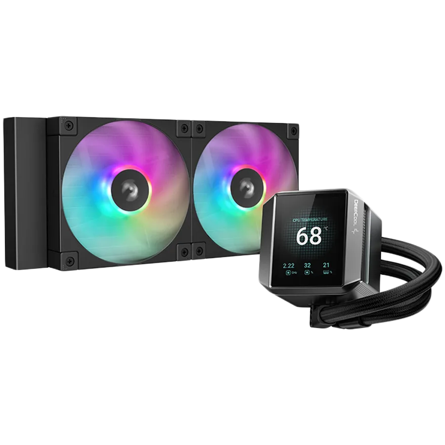 Охладител за процесор Охладител DeepCool MYSTIQUE 240 ARGB 240mm CPU Liquid Cooler 2.8" LCD screen 2x120mm PWM ARGB Fans