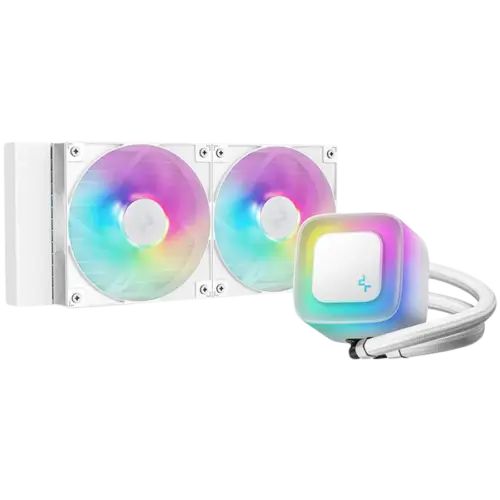 Охладител за процесор Охладител DeepCool LE240 WH V2 240mm CPU Liquid Cooler 2x120mm PWM ARGB Fans ARGB block White LGA1