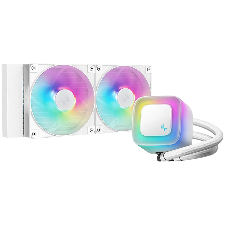 Охладител за процесор Охладител DeepCool LE240 WH V2 240mm CPU Liquid Cooler 2x120mm PWM ARGB Fans ARGB block White LGA1