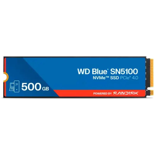 SSD диск SSD WD Blue SN5100 500GB M.2 2280 PCIe Gen4 x4 NVMe QLC 3D Read/Write: 6600/5600 MBps IOPS 660K/1100K TBW: