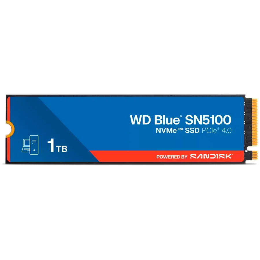 SSD диск SSD WD Blue SN5100 1TB M.2 2280 PCIe Gen4 x4 NVMe QLC 3D Read/Write: 7100/6700 MBps IOPS 1000K/1300K TBW: